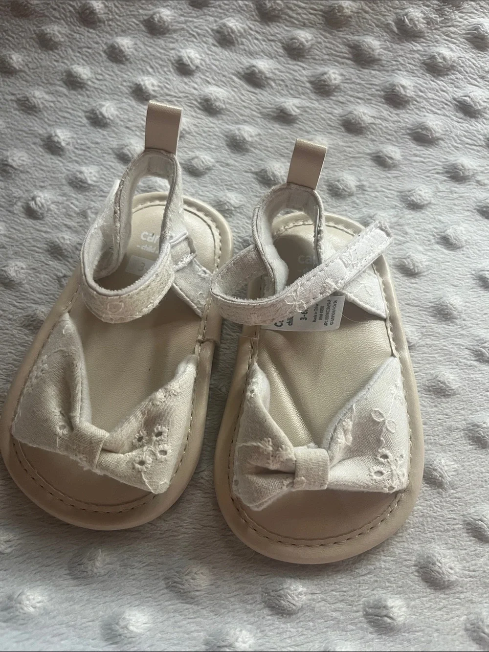 Carter's Cream Baby Girl Bow Strap Sandals